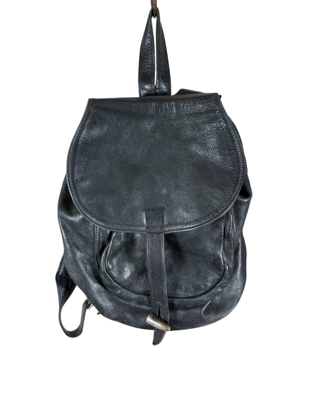 Classic Black Leather Backpack